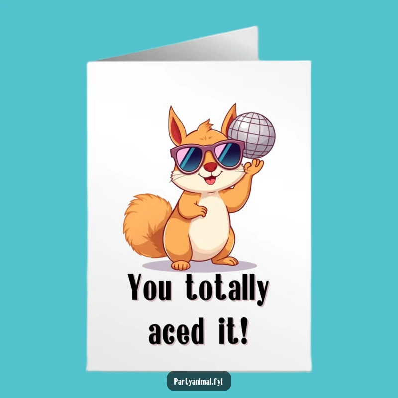 Free Printable Congrats Card: Disco Squirrel Celebrates Success, Downloadable Party Vibe