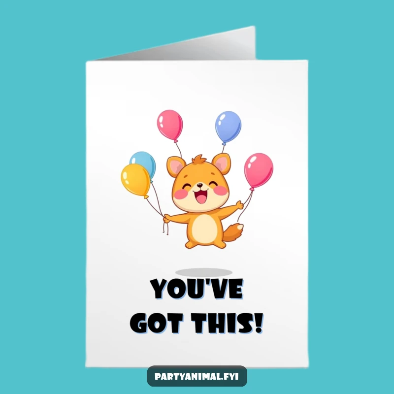Free Printable Congrats Card: Juggling Balloons Fun! Downloadable Celebration Gift