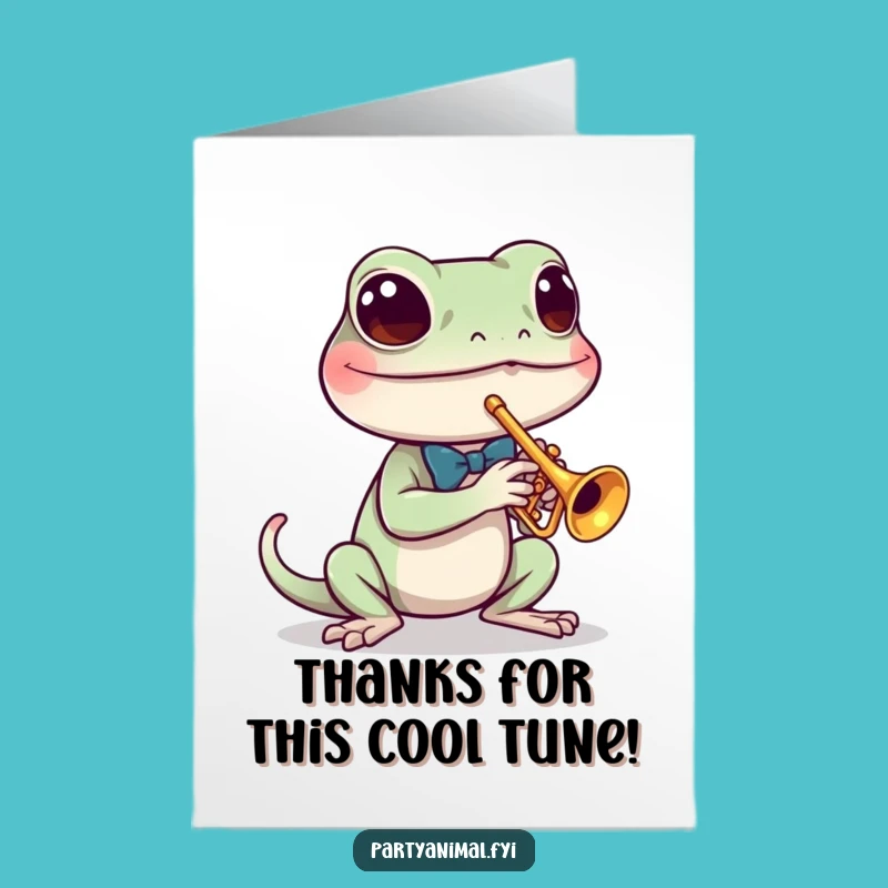 Free Printable Gecko Music Thank You Card: Funny Downloadable Art for Appreciation