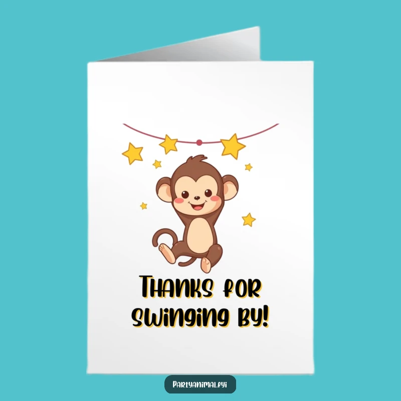 Free Printable Kawaii Monkey Thank You Card: Swinging Thanks Your Way!