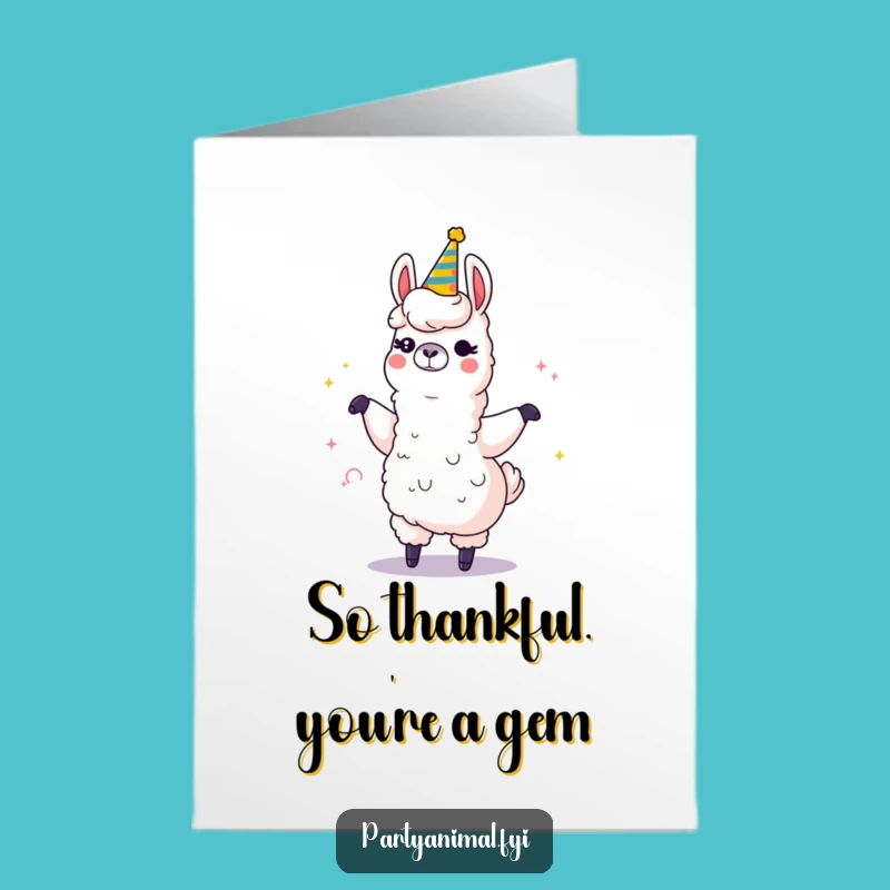 Free Printable Llama Thank You Card: Winking Horn Dancer Fun