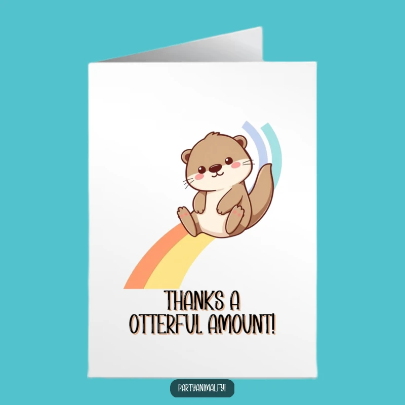 Free Printable Otter Rainbow Card: Whimsical Thank You Downloadable Gift for Gratitude