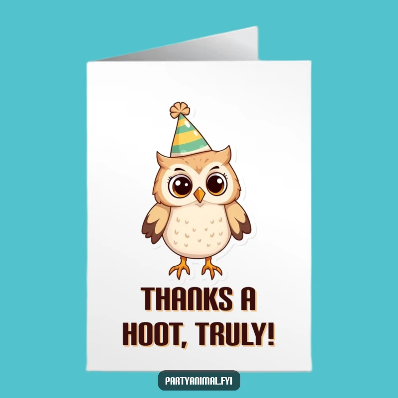 Free Printable Owl Hat Card: Wondering Thank You Downloadable Gift for Gratitude