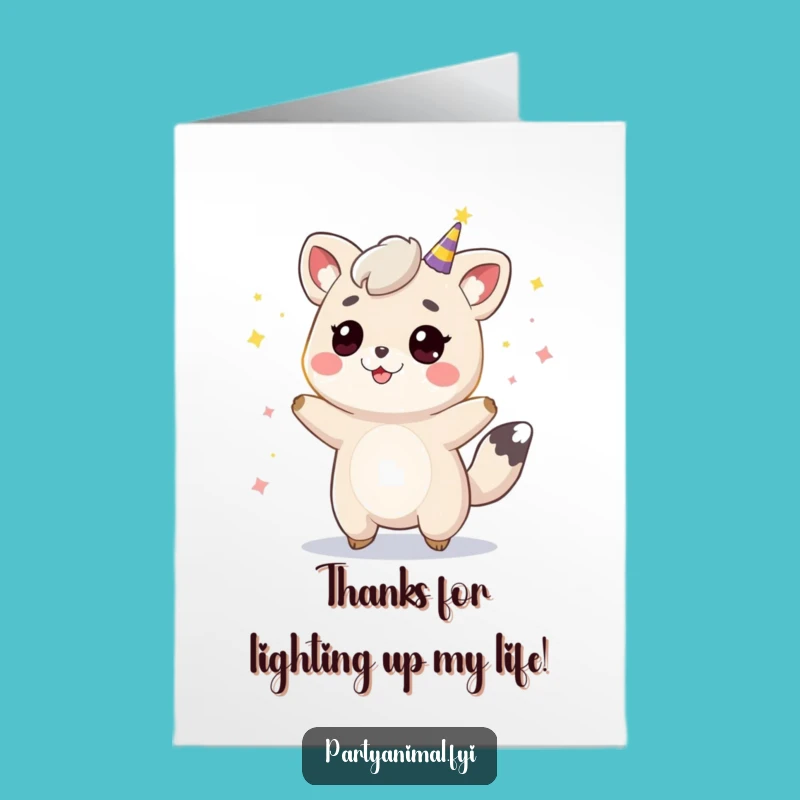 Free Printable Thank You Card: Bouncing Party Animal Lights for a Bright Downloadable Gift