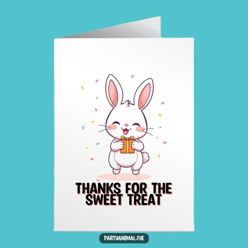 Free Printable Thank You Card: Bunny with Gift - Cute DIY Surprise