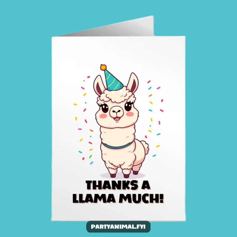 Free Printable Thank You Card: Grateful Llama Juggling Thanks, A Humorous Downloadable Gesture