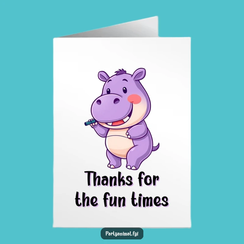 Free Printable Thank You Card: Hippo Thanks with Noise, Downloadable Funny Gift
