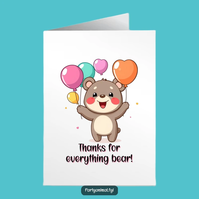Free Printable Thank You Card: Juggling Bear, Funny Downloadable Gift of Thanks