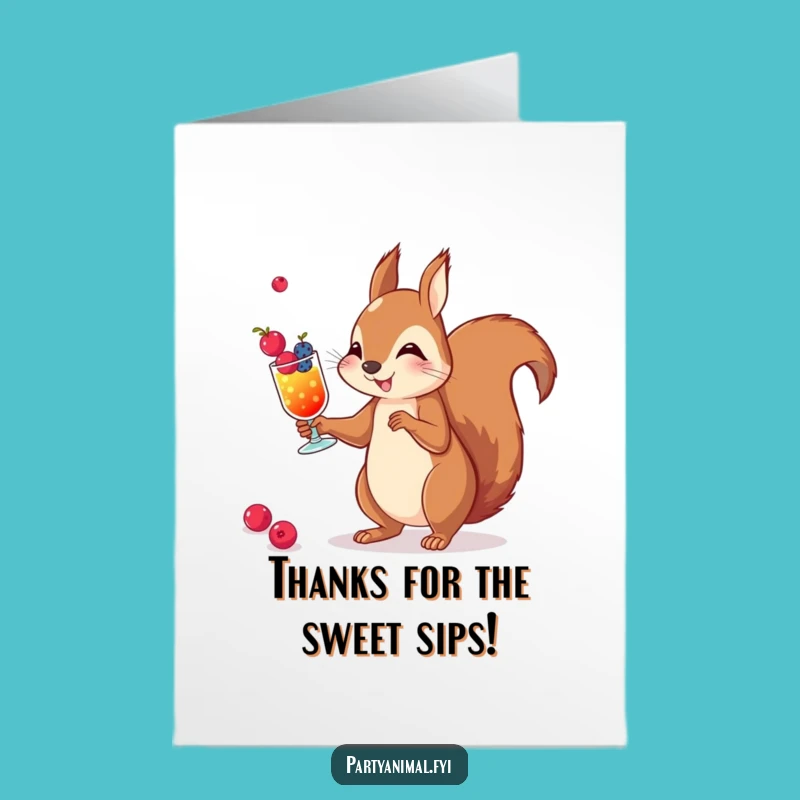 Free Printable Thank You Card: Juggling Squirrel's Berry Cheers