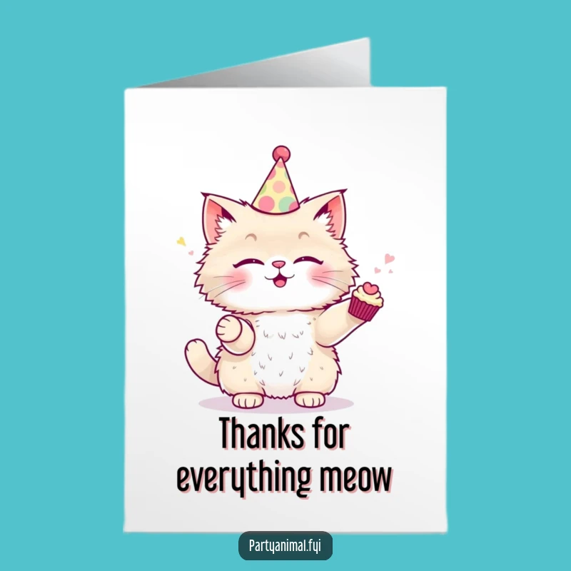 Free Printable Thank You Card: Cat Juggling Cupcakes - Adorable DIY Gift