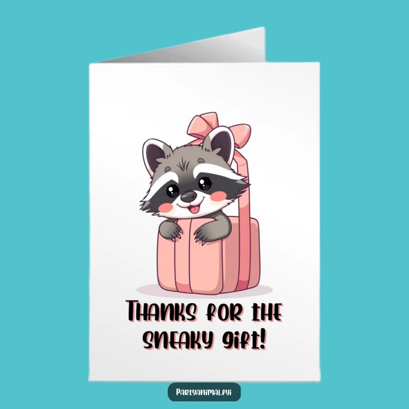 Free Printable Thank You Card: Raccoon's Gift of Gratitude, A Humorous Downloadable Thanks