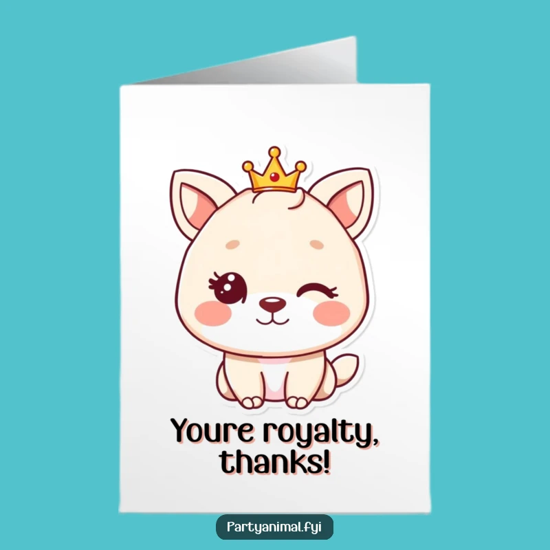 Free Printable Thank You Card: Winking Royal Animal Crown for a Gracious Downloadable Gift