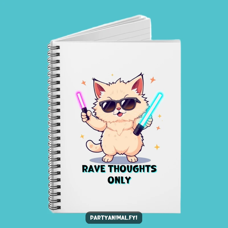 Funny Cat Dancing Notebook: Jot Down Ideas in Glow Stick Party Style, Gift