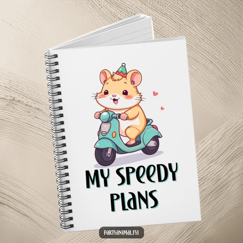 Funny Hamster Notebook: A happy hamster rides a tiny decorated party scooter, inspiring cheerful note-taking and brilliant ideas.