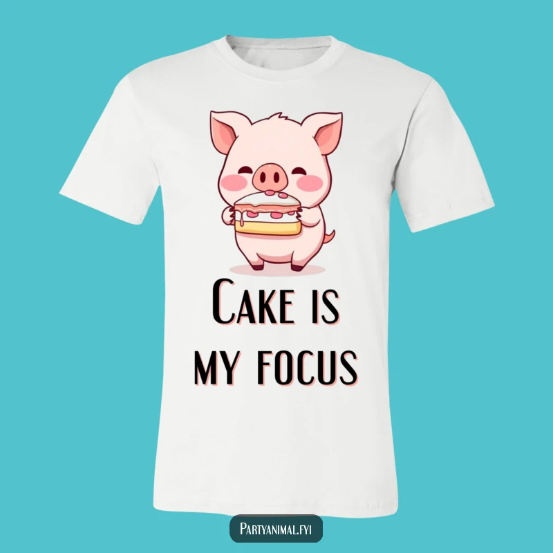 Funny Pig Cake T-Shirt: Blushing Snout Balance Design