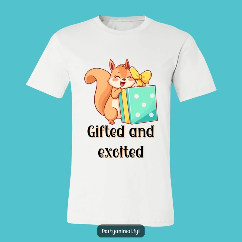 Funny Squirrel Unwrapping T-Shirt: Show Your Excitement Gift