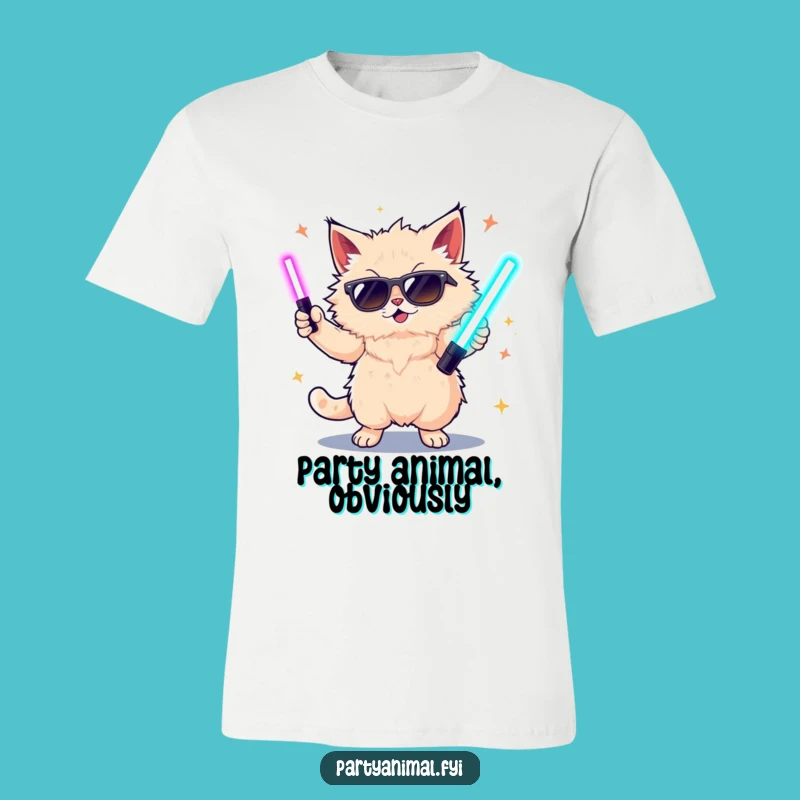 Funny Cat Dancing T-Shirt: Wild Glow Stick Party Tee, Hilarious Gift for Cat Lovers