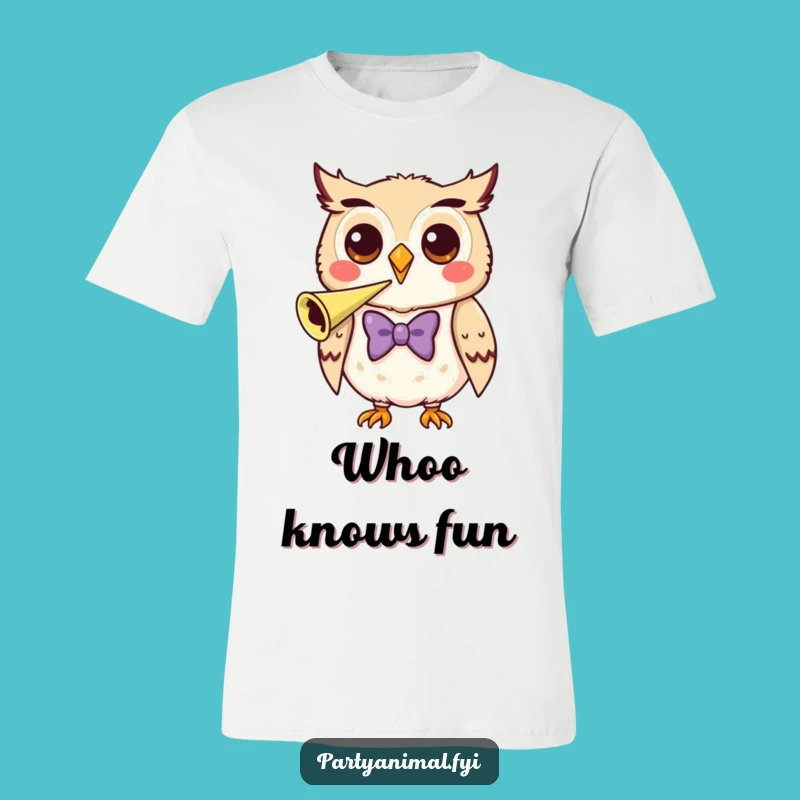 Funny Owl Party T-Shirt - Bow Tie Horn Blower Tee, Ideal Funny Gift for Bird Lovers