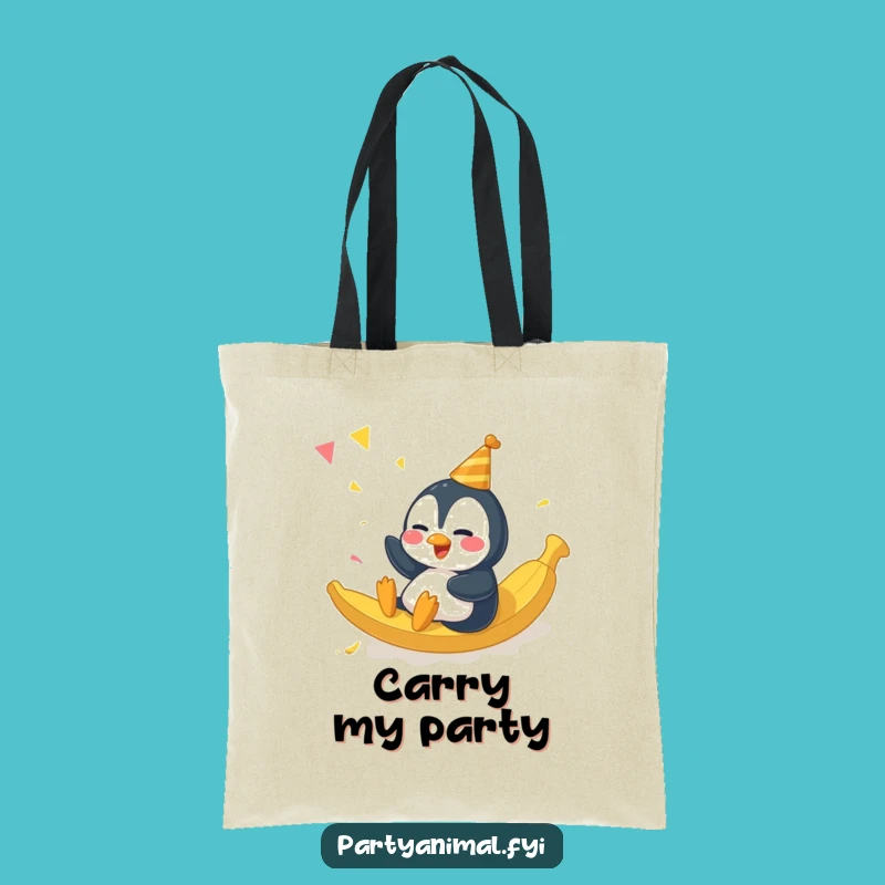 Funny Penguin Party Tote Bag - Giggling Slide & Humorous Accessory