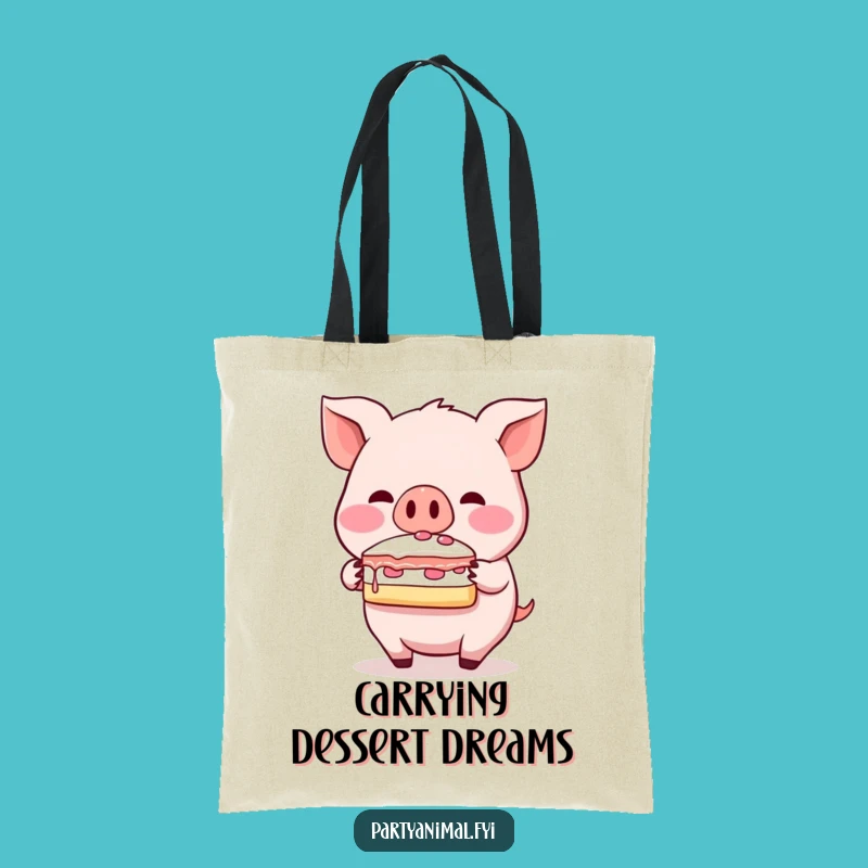 Funny Pig Cake Tote Bag: Blushing Snout Balance Carry-All