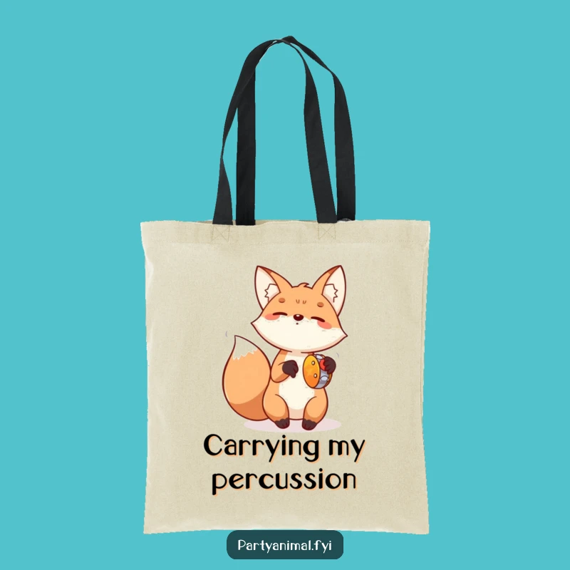 Funny Fox Tambourine Tote Bag: Stylish & Spacious Bag, Perfect Funny Gift!