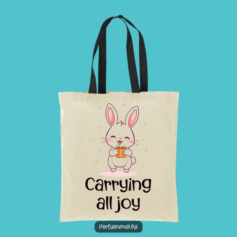 Funny Bunny Gift Tote Bag - Bouncing Confetti Carryall, Great Funny Gift