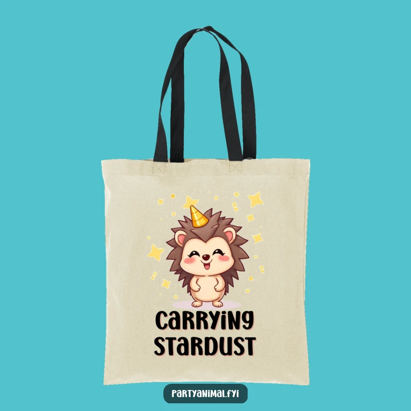 Funny Hedgehog Stars Tote Bag: Carry Your Sparkle and Smiles
