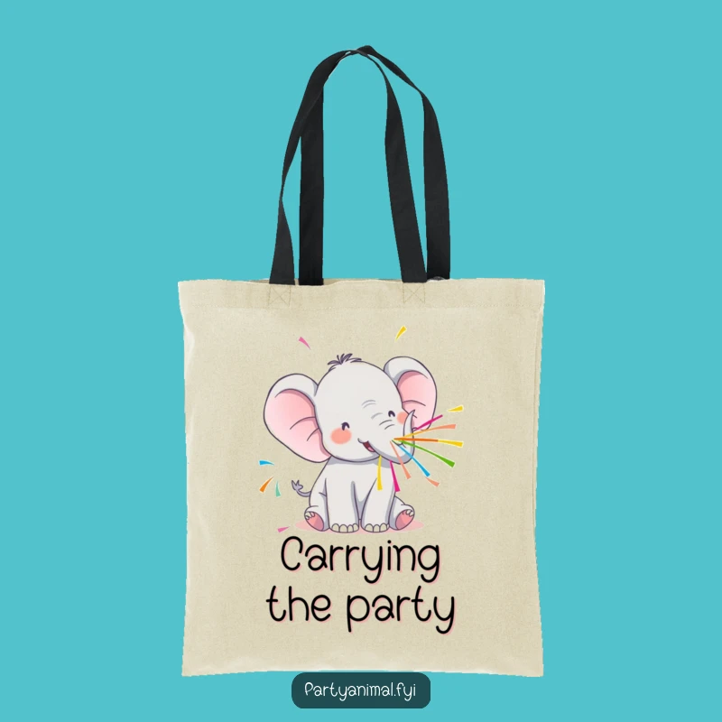 Funny Kawaii Elephant Streamer Tote Bag: Your Party Essential!