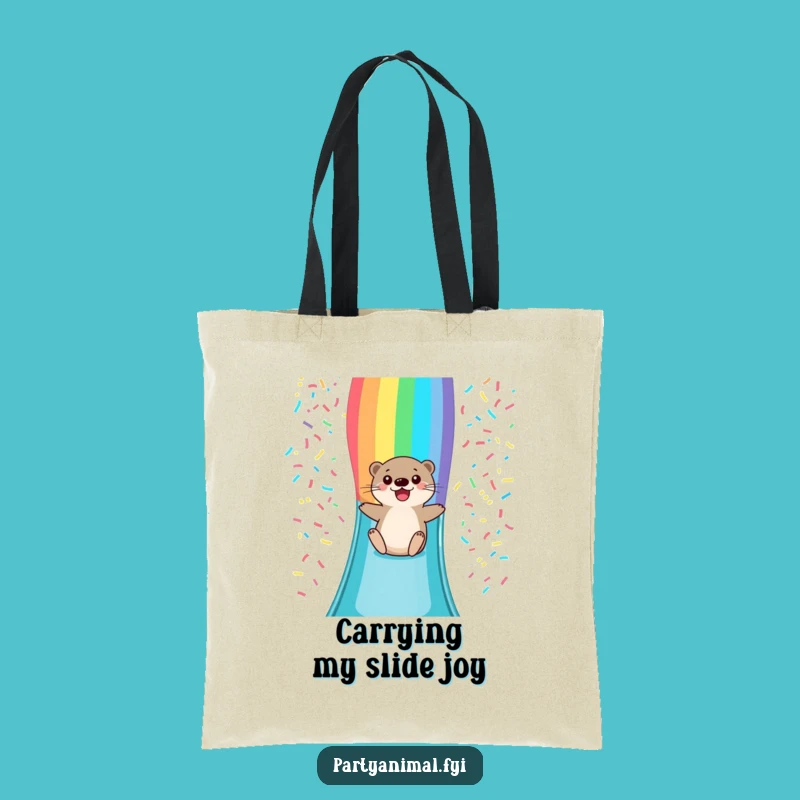 Funny Otter Rainbow Slide Tote Bag: Carry Your Laughs in Style