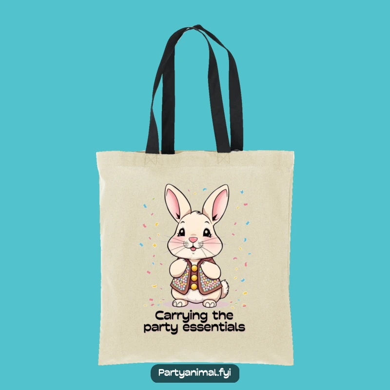 Funny Rabbit Tote Bag: Sequined Party Animal Blowing Confetti - Eco-Chic Gift!