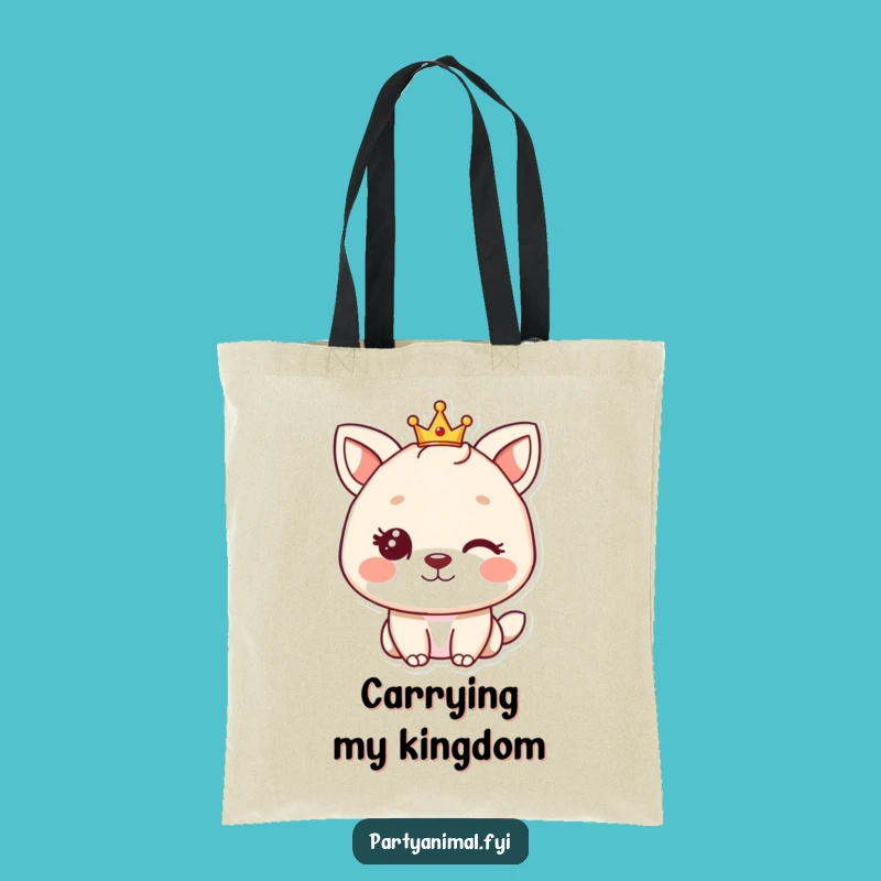 Funny Winking Animal Crown Tote Bag - Carry Your Reign in Style!