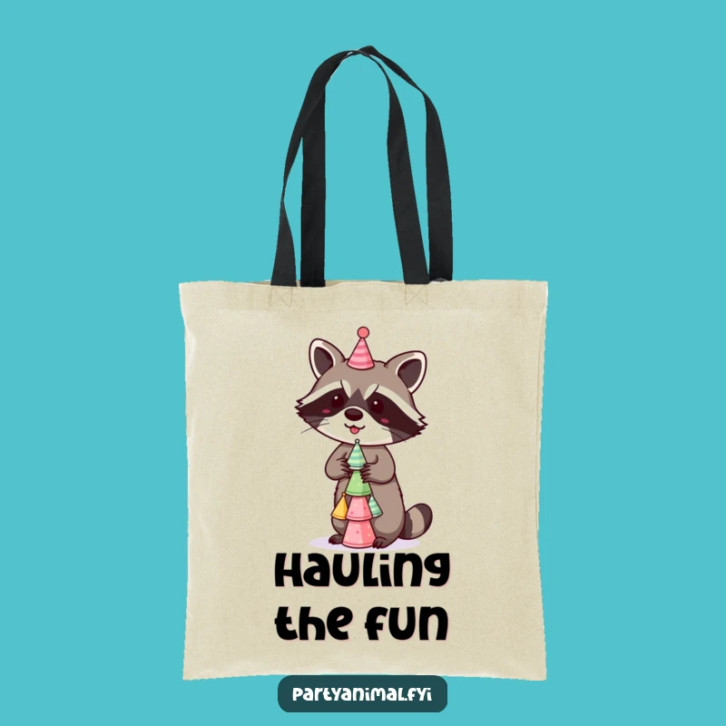 Funny Raccoon Tote Bag: Party Hat Stacker - Carryall Bandit Gift!