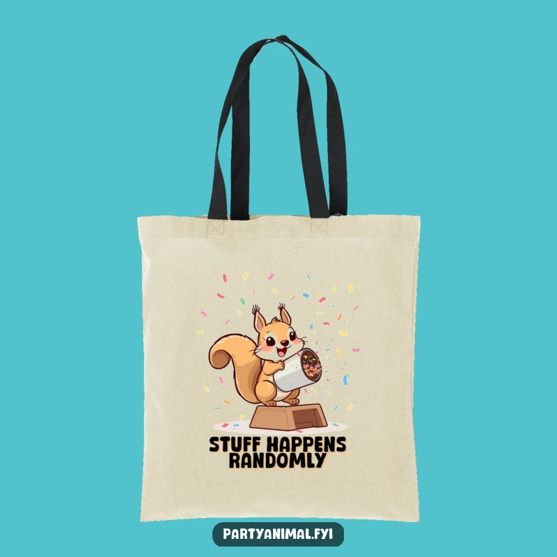 Funny Squirrel Tote Bag: Playful Cannon Launch Confetti Gift