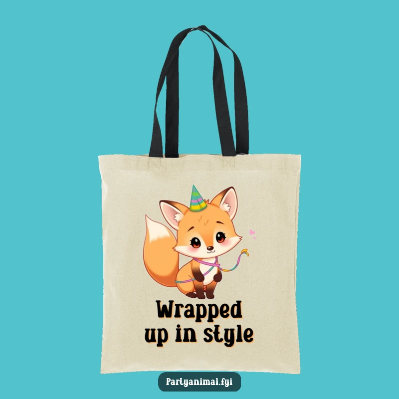 Funny Fox Tote Bag: Party Streamer Tail - Stylish Woodland Carryall Gift!